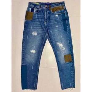 Scotch & Soda Dean Loose Tapered Fit Distressed Patchwork Jeans Mens 32x32